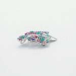 Handcrafted 92.5 Sterling Silver Flower Pot Brooch with Emerald, Ruby, Sapphire & Diamonds - Image 5