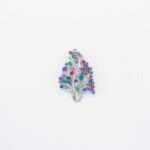 Handcrafted 92.5 Sterling Silver Flower Pot Brooch with Emerald, Ruby, Sapphire & Diamonds - Image 4