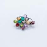 Handcrafted 92.5 Sterling Silver Floral Cluster Brooch with Multi-Color Natural Gemstones - Image 2