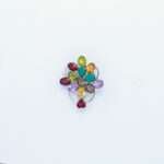 Handcrafted 92.5 Sterling Silver Floral Cluster Brooch with Multi-Color Natural Gemstones - Image 3