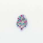 Handcrafted 92.5 Sterling Silver Floral Medallion Brooch with Ruby, Emerald, Sapphire & Diamonds - Image 2