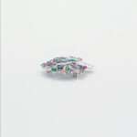 Handcrafted 92.5 Sterling Silver Flower Pot Brooch with Ruby, Emerald, Sapphire & Diamond - Image 4