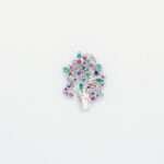 Handcrafted 92.5 Sterling Silver Flower Pot Brooch with Ruby, Emerald, Sapphire & Diamond - Image 5