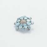 Handcrafted 92.5 Sterling Silver Floral Sunburst Brooch with Blue Topaz & Zircons - Image 2
