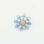 Handcrafted 92.5 Sterling Silver Floral Sunburst Brooch with Blue Topaz & Zircons - Image 4