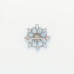 Handcrafted 92.5 Sterling Silver Floral Sunburst Brooch with Blue Topaz & Zircons - Image 3