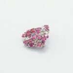 Handcrafted 92.5 Sterling Silver Floral Bouquet Brooch with Natural Ruby Clusters - Image 2