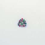 Handcrafted 92.5 Sterling Silver Floral Cluster Brooch with Ruby, Emerald & Sapphire - Image 3