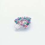 Heritage 92.5 Sterling Silver "Tree of Life" Brooch with Emerald, Ruby, Sapphire & Diamonds - Image 2