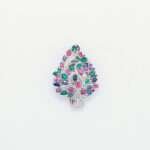 Heritage 92.5 Sterling Silver "Tree of Life" Brooch with Emerald, Ruby, Sapphire & Diamonds - Image 4