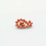 Handcrafted 92.5 Sterling Silver Paisley Brooch with Natural Red Coral Cabochons - Image 2