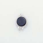 Handcrafted 92.5 Sterling Silver Black Onyx Brooch with Textured Crescent & Vine Motif - Image 3
