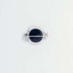 Handcrafted 92.5 Sterling Silver Black Onyx Brooch with Textured Crescent & Vine Motif - Image 2