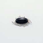 Handcrafted 92.5 Sterling Silver Black Onyx Brooch with Sparkling Zircon Accents - Image 5