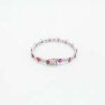 Natural Ruby Silver Bracelet With Diamonds - Handcrafted 92.5 Sterling Silver - Image 2