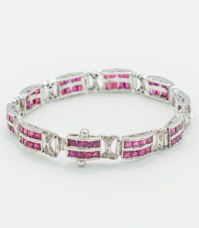 Ruby Silver Bracelet with Diamonds