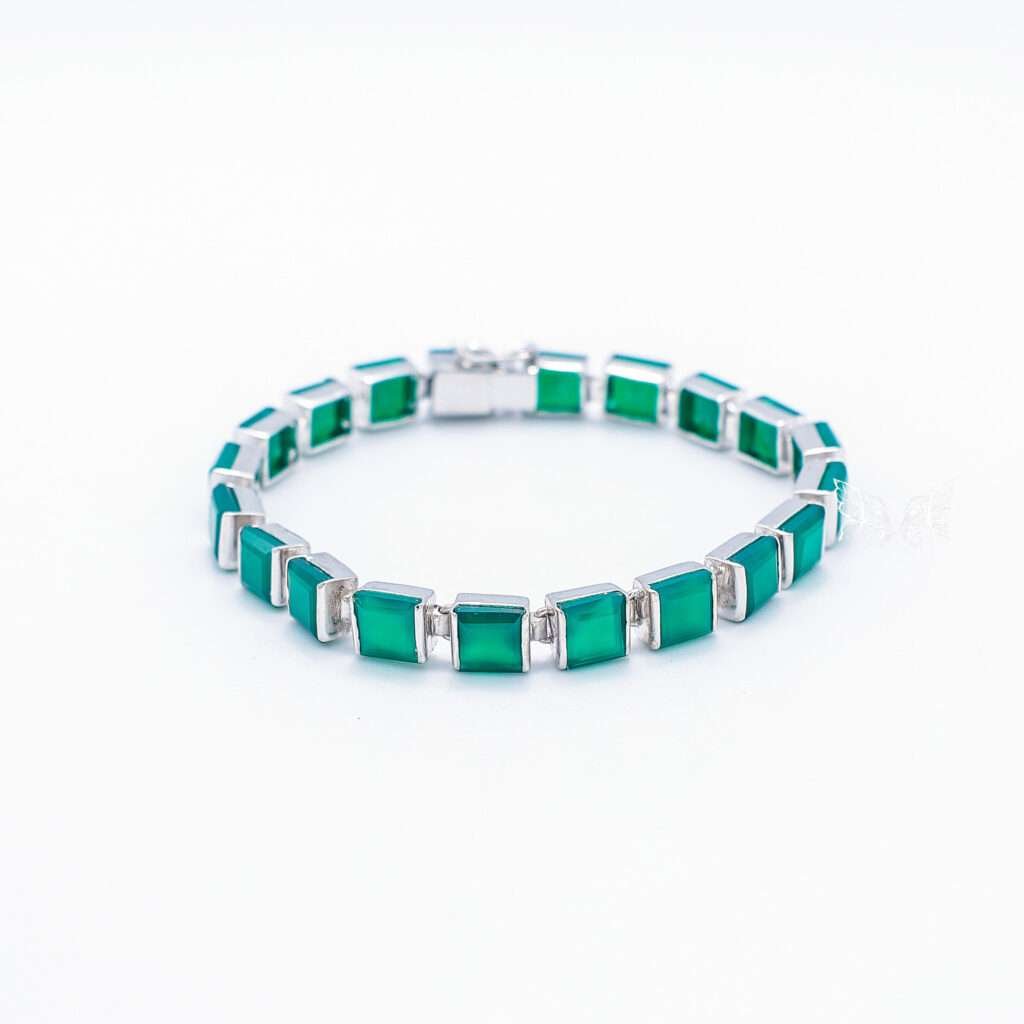 Green Onyx Silver Bracelet