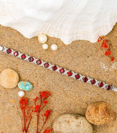 Garnet Silver Bracelet