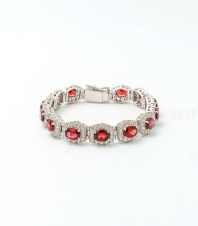 Garnet Silver Bracelet