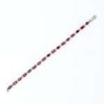 Alternating Oval & Emerald Cut Natural Garnet Bracelet in 92.5 Sterling Silver, Handcrafted Red Gemstone Bracelet, January Birthstone Jewelry - Image 3