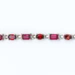 Alternating Oval & Emerald Cut Natural Garnet Bracelet in 92.5 Sterling Silver, Handcrafted Red Gemstone Bracelet, January Birthstone Jewelry - Image 4