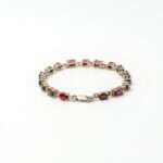 Alternating Oval & Emerald Cut Natural Garnet Bracelet in 92.5 Sterling Silver, Handcrafted Red Gemstone Bracelet, January Birthstone Jewelry - Image 2