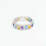 Blue Topaz, Citrine & Amethyst 92.5 Sterling Silver Halo Bracelet