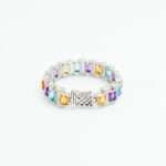 Blue Topaz, Citrine & Amethyst 92.5 Sterling Silver Halo Bracelet
