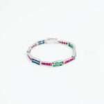 Natural Ruby, Sapphire & Emerald 92.5 Sterling Silver Tennis Bracelet with Diamonds - Image 2