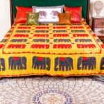 Hand Stitched Kantha Ajrakh Applique Work Bed Cover – Handmade Cotton Patchwork Bedspread, King Size 90 × 108 Inches - Image 2