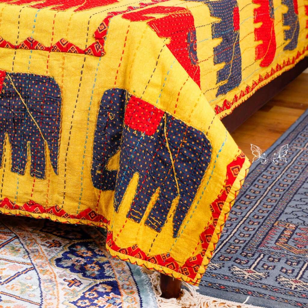 Appliqué Work Bed Cover