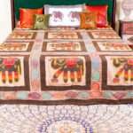 Appliqué Work Bed Cover with Hand Stitched Kantha  – Handmade Cotton Patchwork Bedspread, King Size 90 × 108 Inches - Image 6