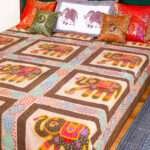 Appliqué Work Bed Cover with Hand Stitched Kantha  – Handmade Cotton Patchwork Bedspread, King Size 90 × 108 Inches - Image 4