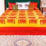 Hand Stitched Kantha Ajrakh Applique Work Bed Cover – Handmade Cotton Patchwork Bedspread, King Size 90 × 108 Inches - Image 6