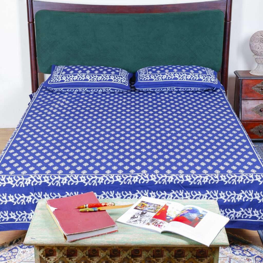 Indigo Print Cotton Bedsheet
