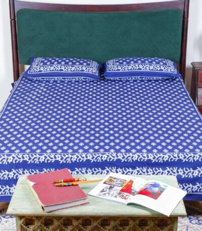 Indigo Print Cotton Bedsheet
