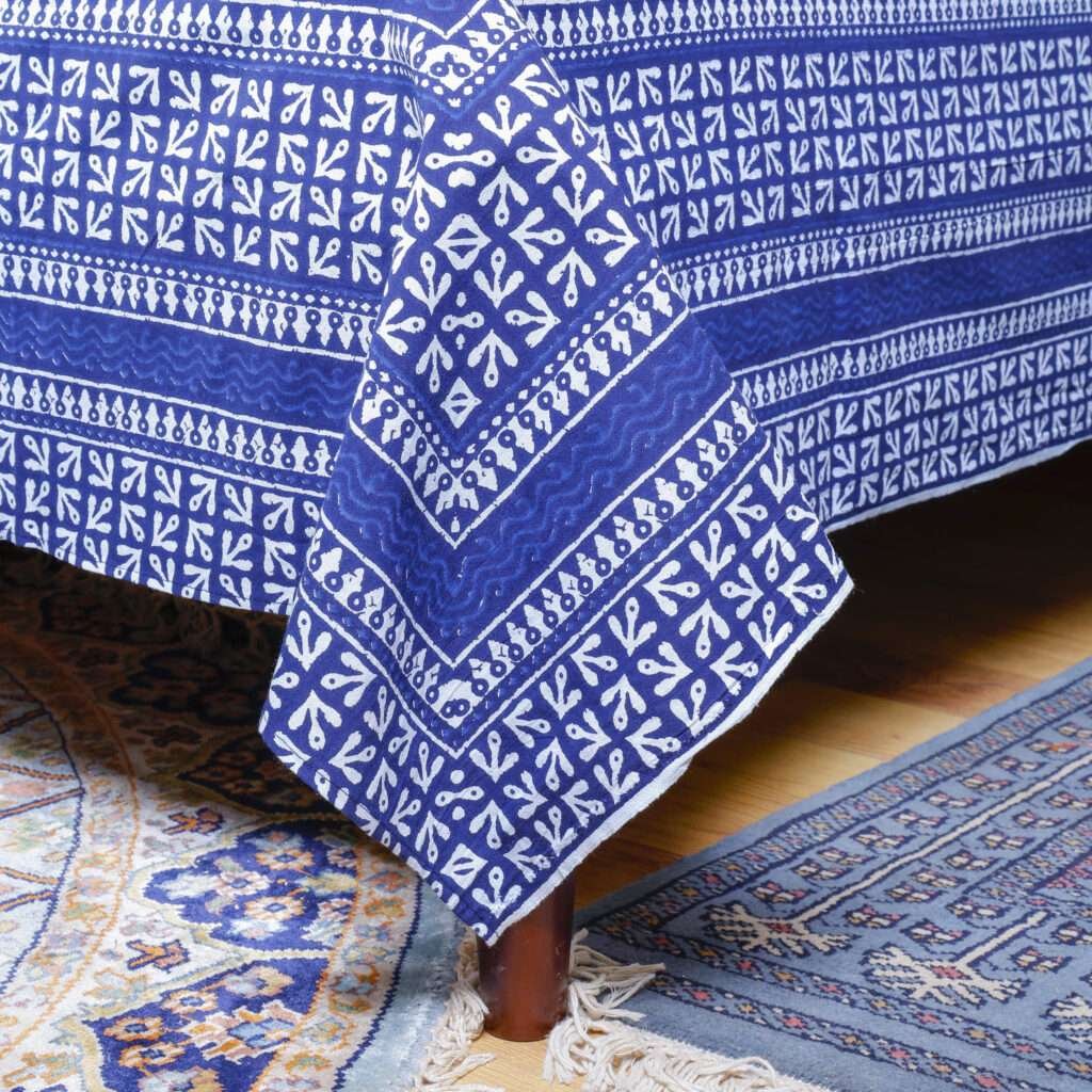 Blue Indigo Printed Bedsheet