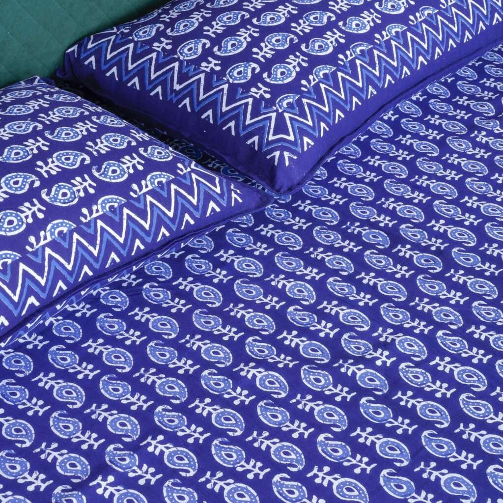 Indigo Print Cotton Bedsheet