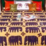 Hand Stitched Kantha Ajrakh Applique Work Bed Cover – Handmade Cotton Patchwork Bedspread, King Size 90 × 108 Inches - Image 3