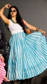 Block Printed Stunning Jaipuri Cotton Skirt for Women | Handmade Boho Long Skirt - Image 2