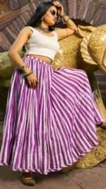 Authentic Hand Block Printed Pure Malmal Jaipuri Cotton Skirt 8 Meter Flare - Image 5