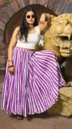 Authentic Hand Block Printed Pure Malmal Jaipuri Cotton Skirt 8 Meter Flare - Image 4