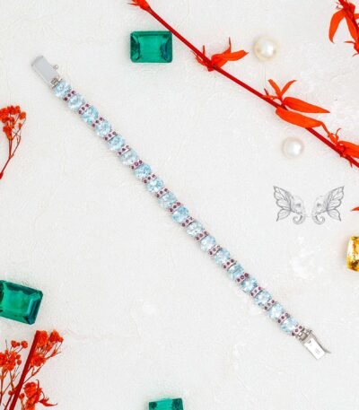 Aquamarine and Ruby Link Bracelet