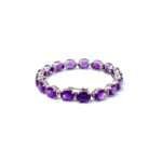 92.5 Sterling Silver Amethyst Bracelet – Oval Concave Cut Purple Gemstone Bracelet - Image 2