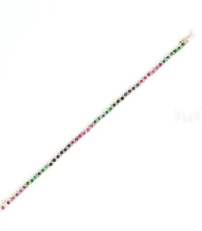 Ruby, Emerald & Sapphire Brilliance Silver Bracelet