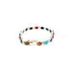 Handmade Silver Panchratna Bracelet with Tiger’s Eye, Turquoise, Lapis, Malachite and Coral - Image 2