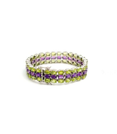 Amethyst & Peridot Silver Bracelet