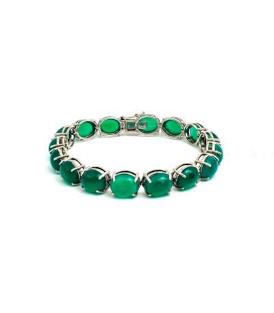 Green Onyx Silver Bracelet
