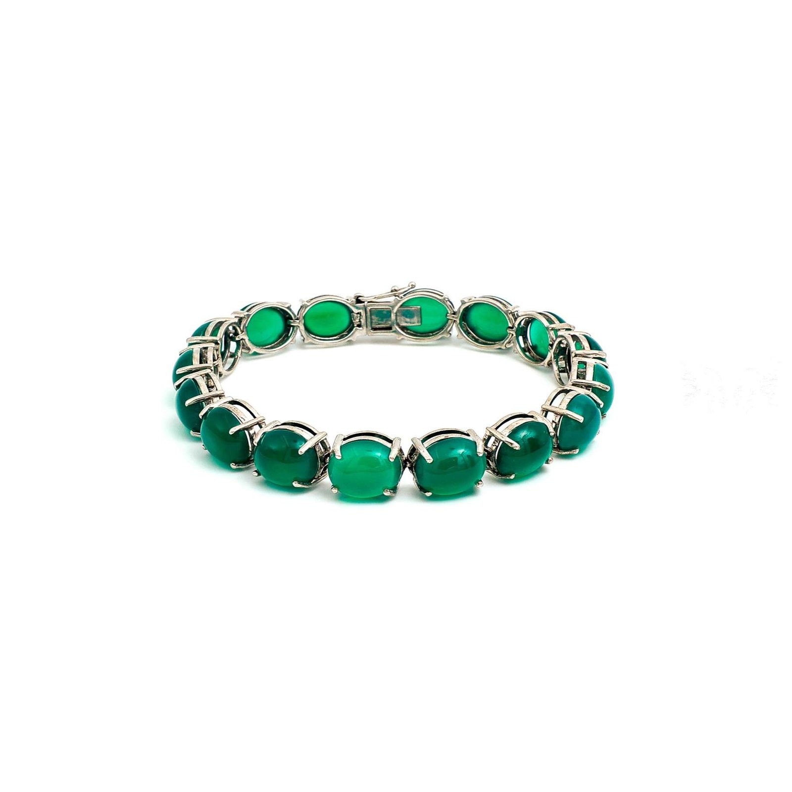 _82A2594 Green Onyx Silver Bracelet