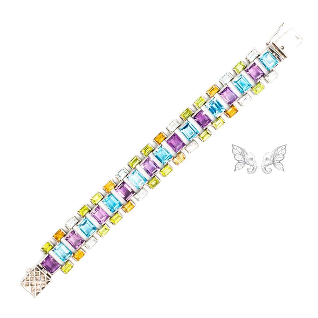 Silver Gemstone Bracelet